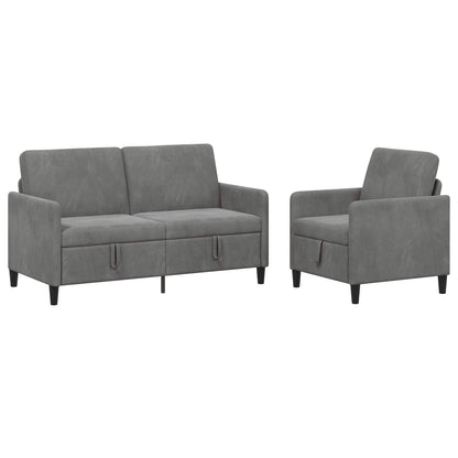 Bankenset met opbergruimte 2 st Donkergrijs Polyester