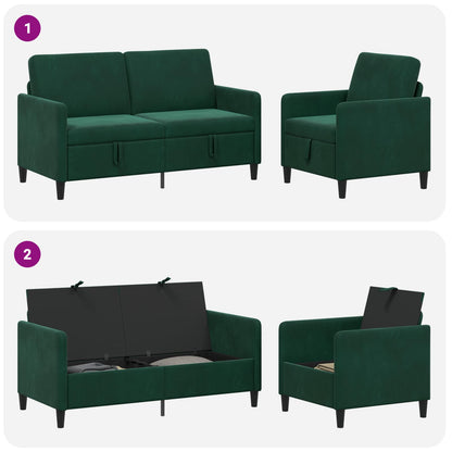 Bankenset met opbergruimte 2 st Donkergroen Polyester
