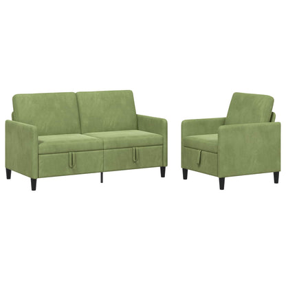 Bankenset met opbergruimte 2 st Lichtgroen Polyester