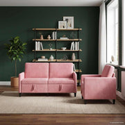 Bankenset roze polyester 152 cm met opbergruimte