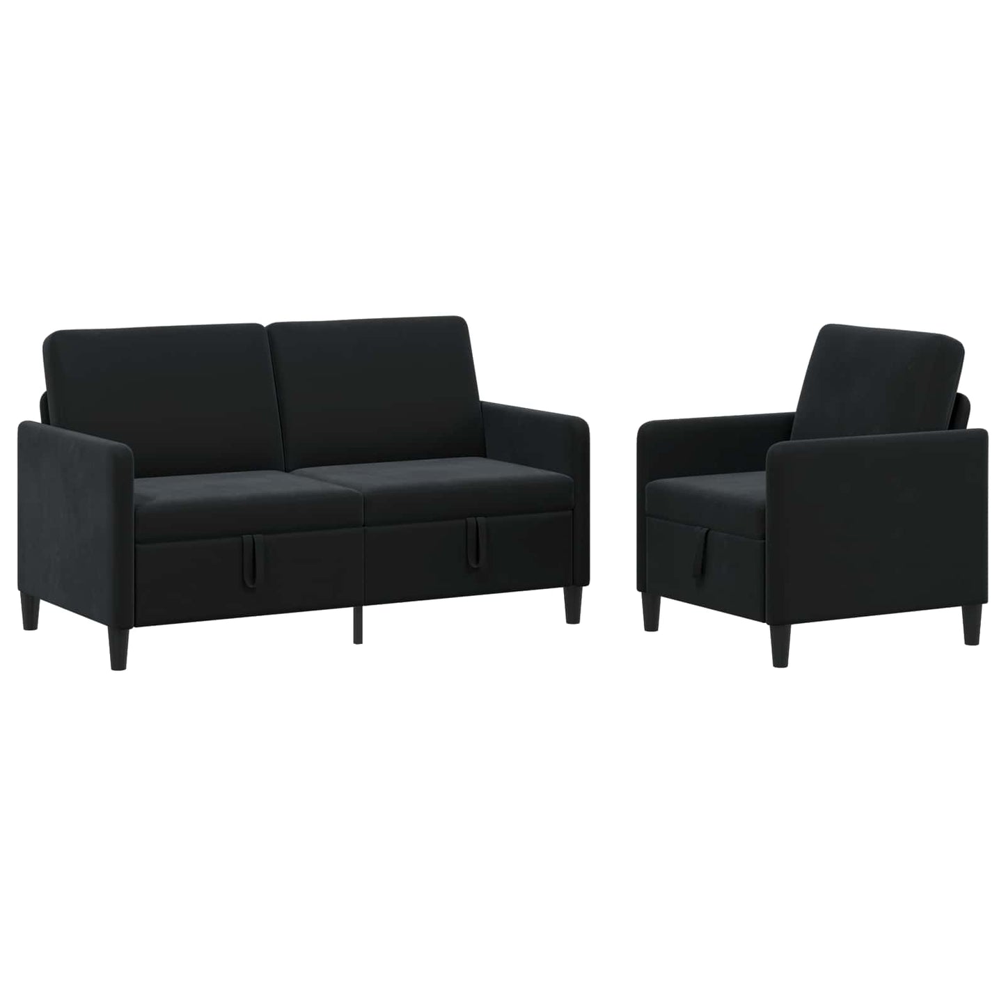 Bankenset met opbergruimte 2 st Zwart Polyester