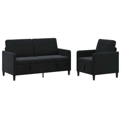 Bankenset met opbergruimte 2 st Zwart Polyester