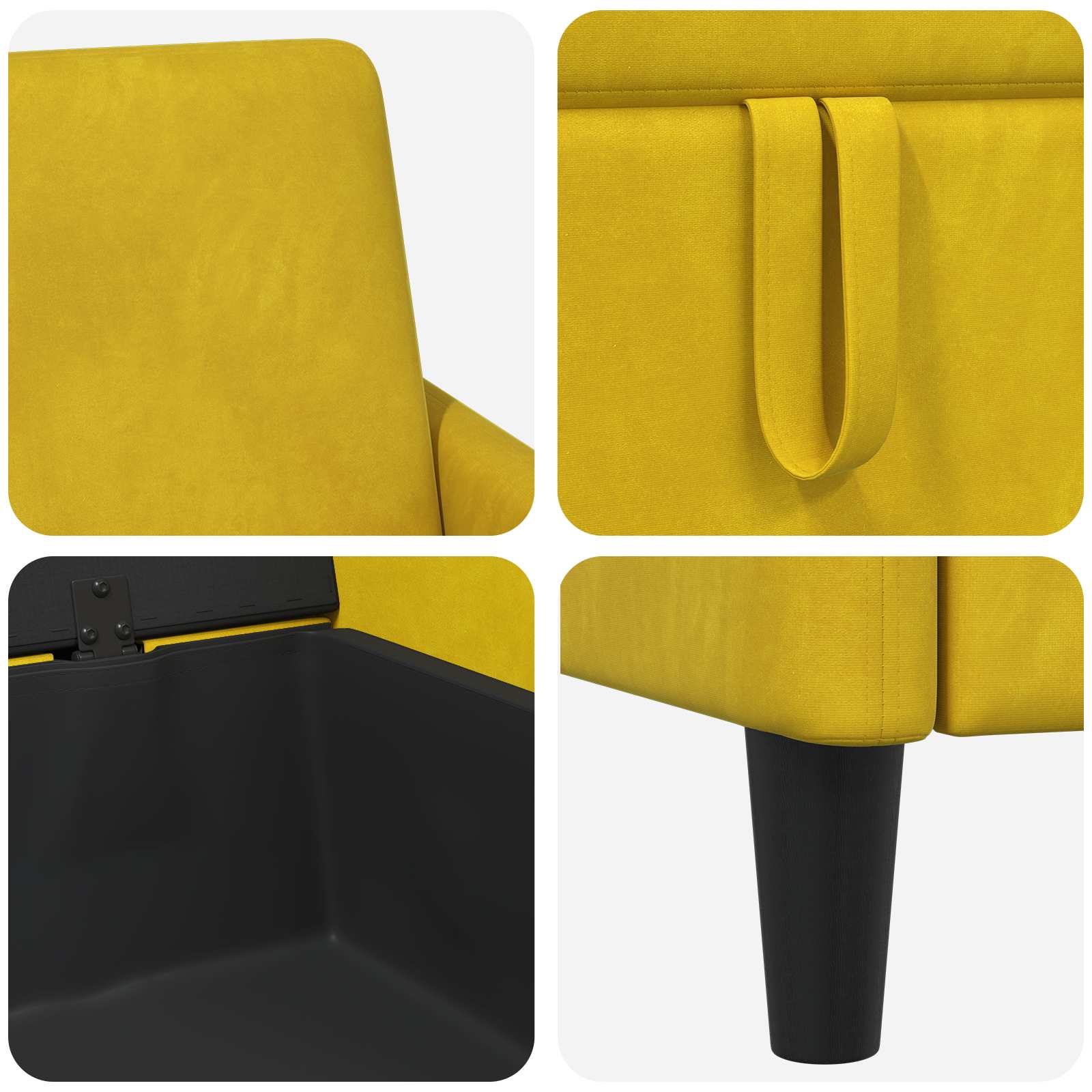 Bankenset met opbergruimte 2 st Geel Polyester