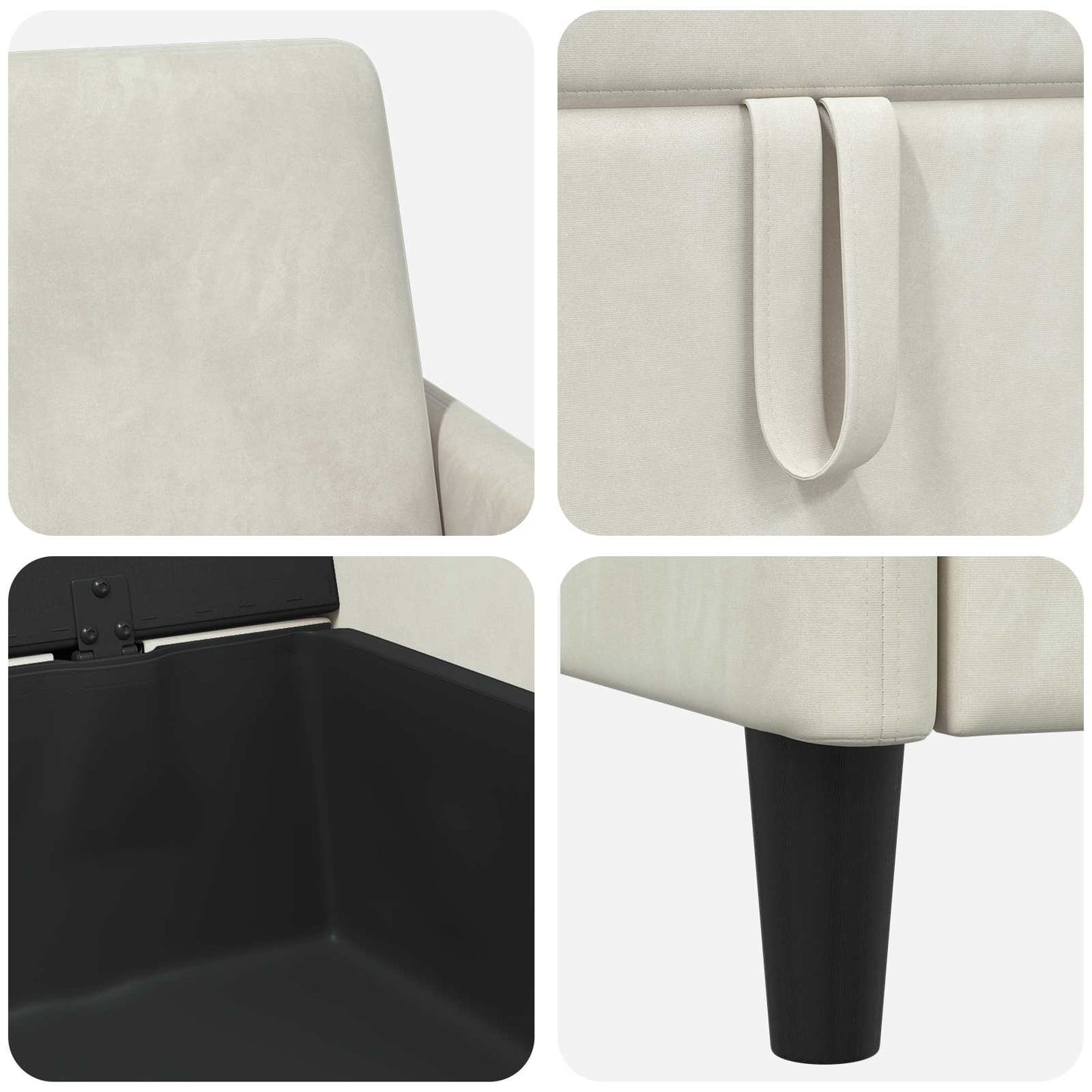 Bankenset met opbergruimte 2 st Crèmekleurig Polyester