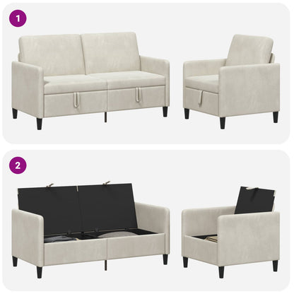Bankenset met opbergruimte 2 st Crèmekleurig Polyester