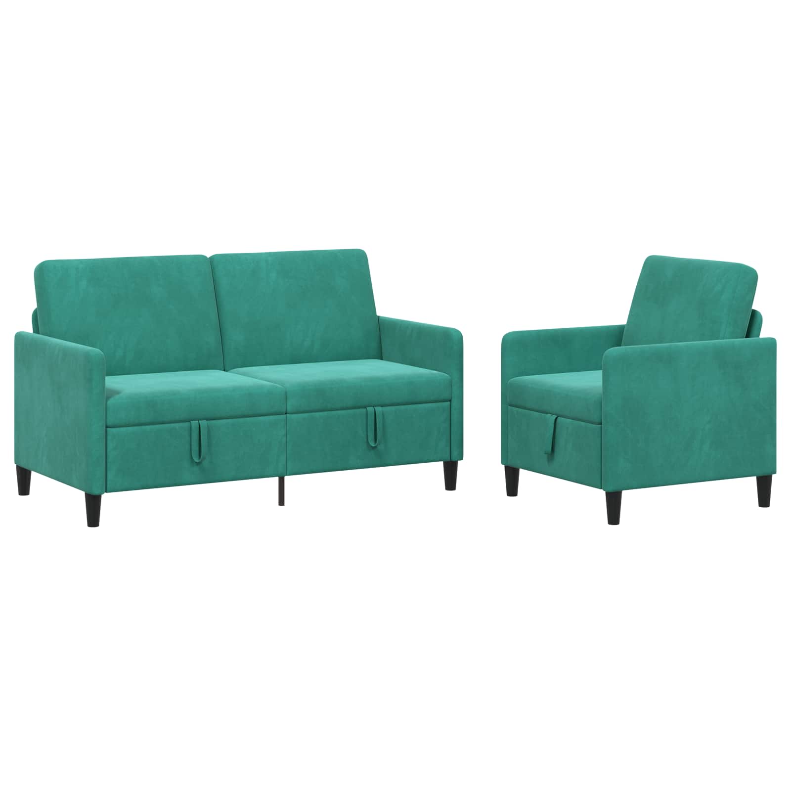 Bankenset met opbergruimte 2 st Turquoise Polyester