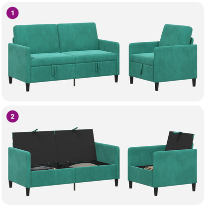 Bankenset met opbergruimte 2 st Turquoise Polyester