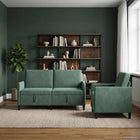 Bankenset met opbergruimte 2 st Zeegroen Polyester