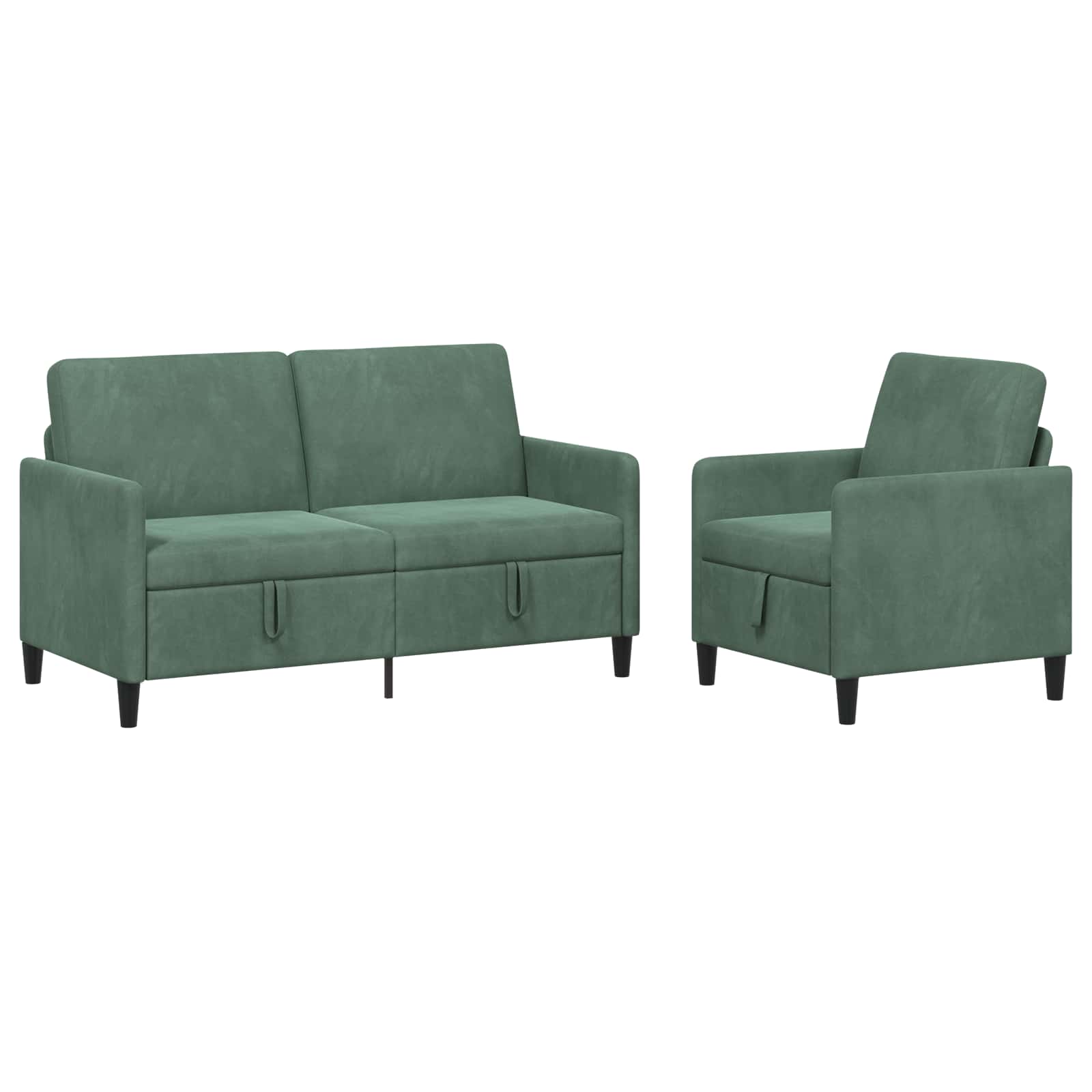 Bankenset met opbergruimte 2 st Zeegroen Polyester