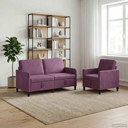 Bankenset met opbergruimte 2 st Paars Polyester