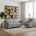 2-Piece Sofa Set with Storage Light Gray Polyester