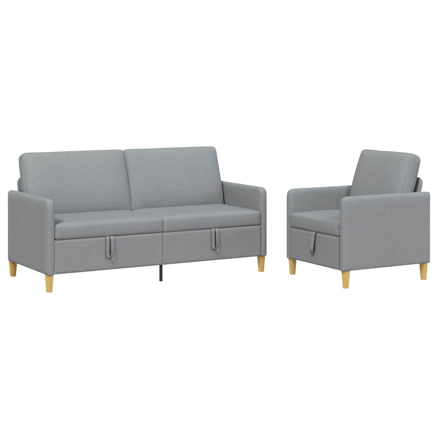 Bankenset met opbergruimte 2-delig Lichtgrijs Polyester
