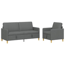 Bankenset met opbergruimte 2 pcs Donkergrijs Polyester