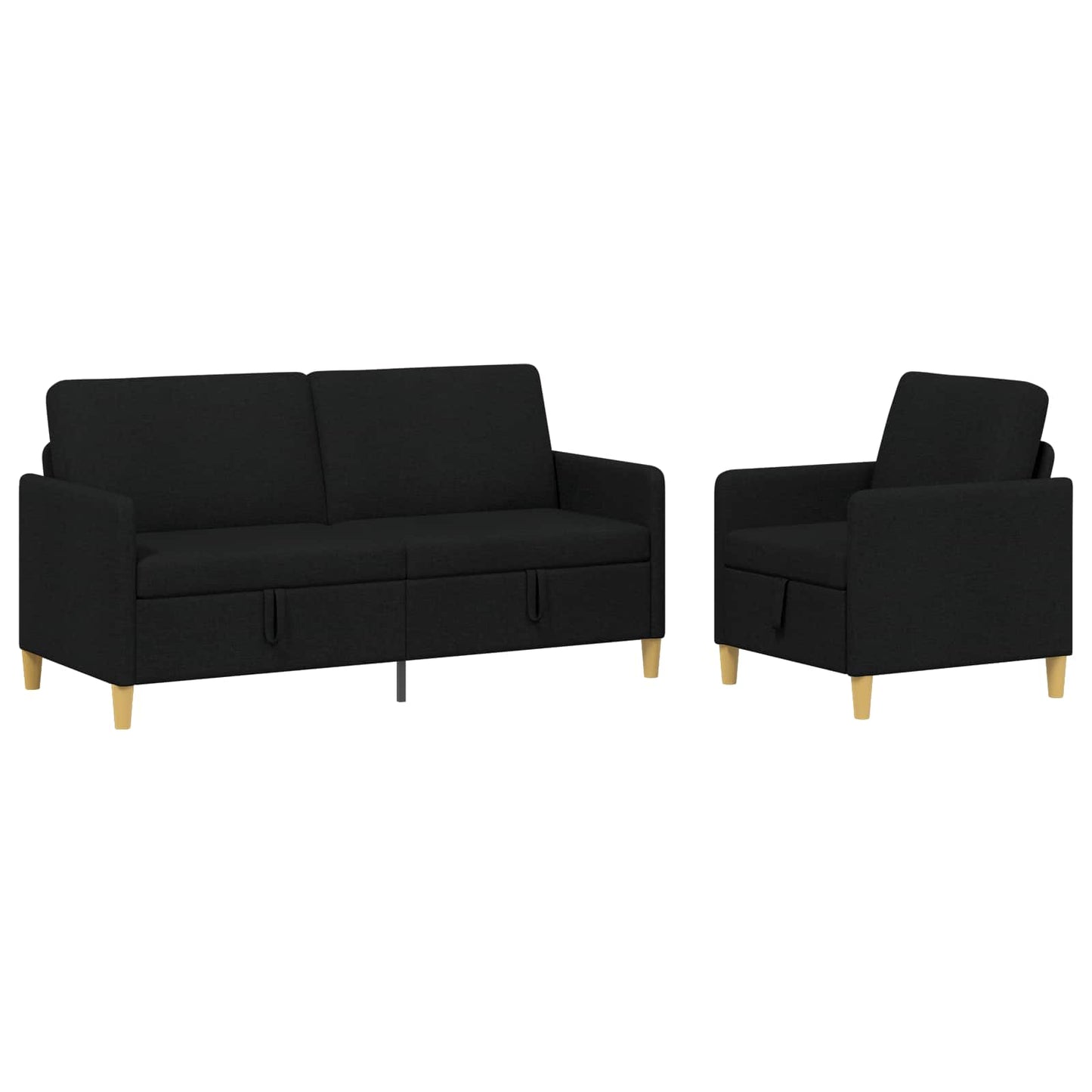 Bankenset met opbergruimte 2 pcs Zwart Polyester