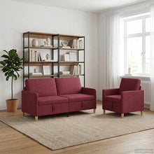 Bankenset met opbergruimte 2 pcs Wijnrood Polyester