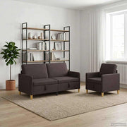 Bankenset met opbergruimte 2 stuks donkerbruin polyester