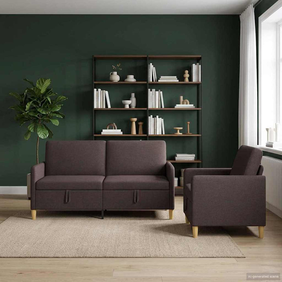 Bankenset met opbergruimte 2 pcs Donkerbruin Polyester