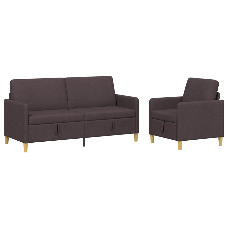 Bankenset met opbergruimte 2 pcs Donkerbruin Polyester