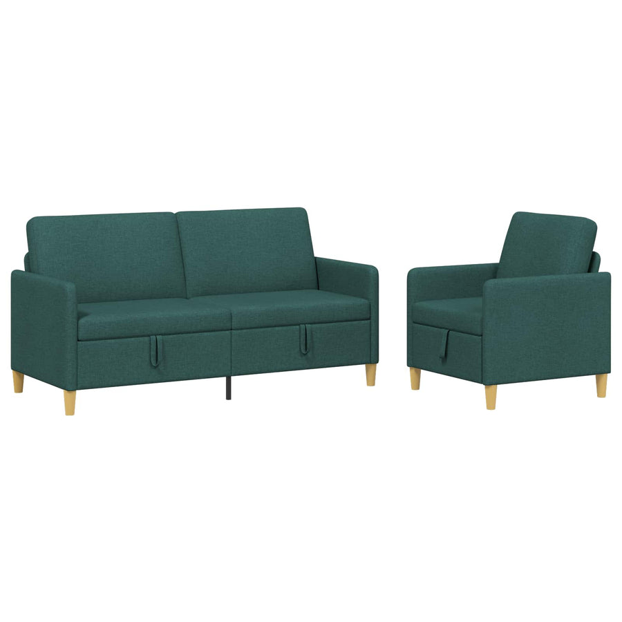 Bankenset met opbergruimte 2 pcs Donkergroen Polyester