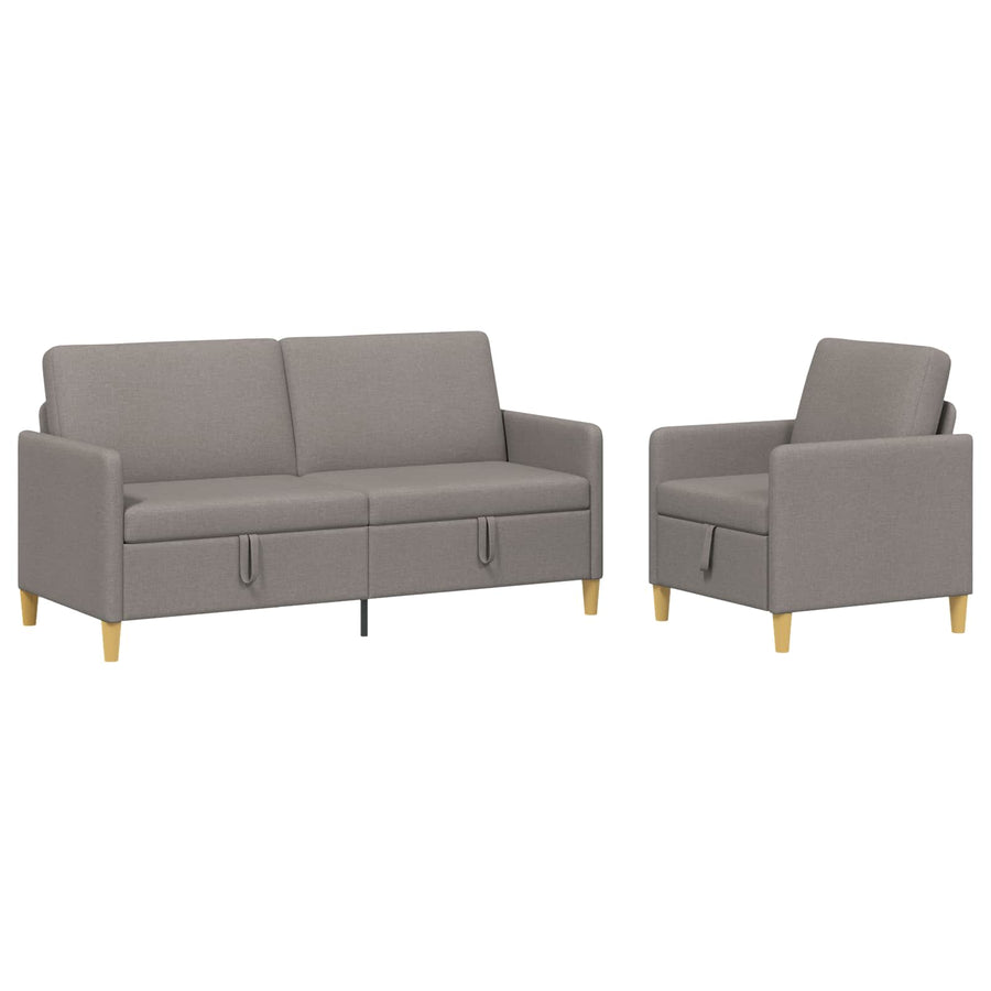 Bankenset met opbergruimte 2 pcs Taupe Polyester