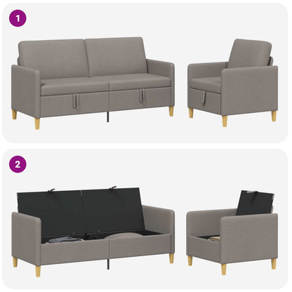 Bankenset met opbergruimte 2 pcs Taupe Polyester