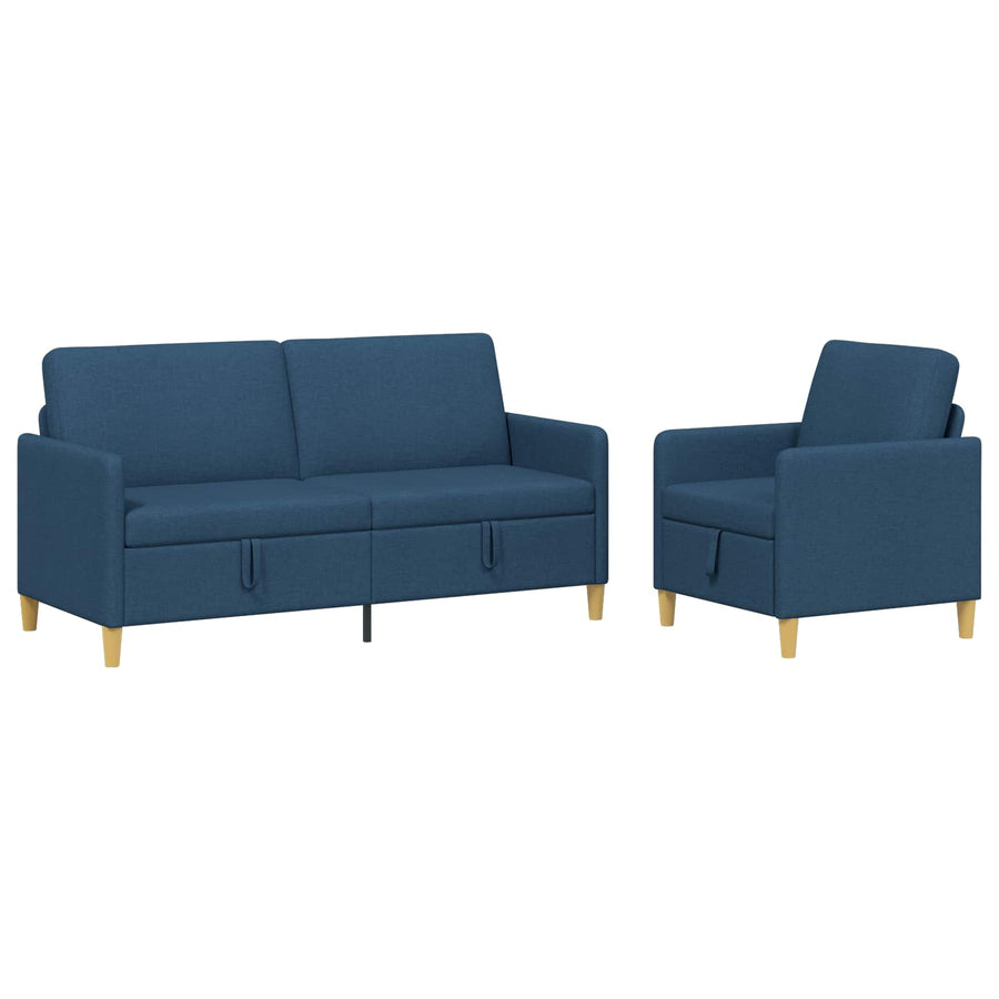 Bankenset met opbergruimte 2 pcs Blauw Polyester
