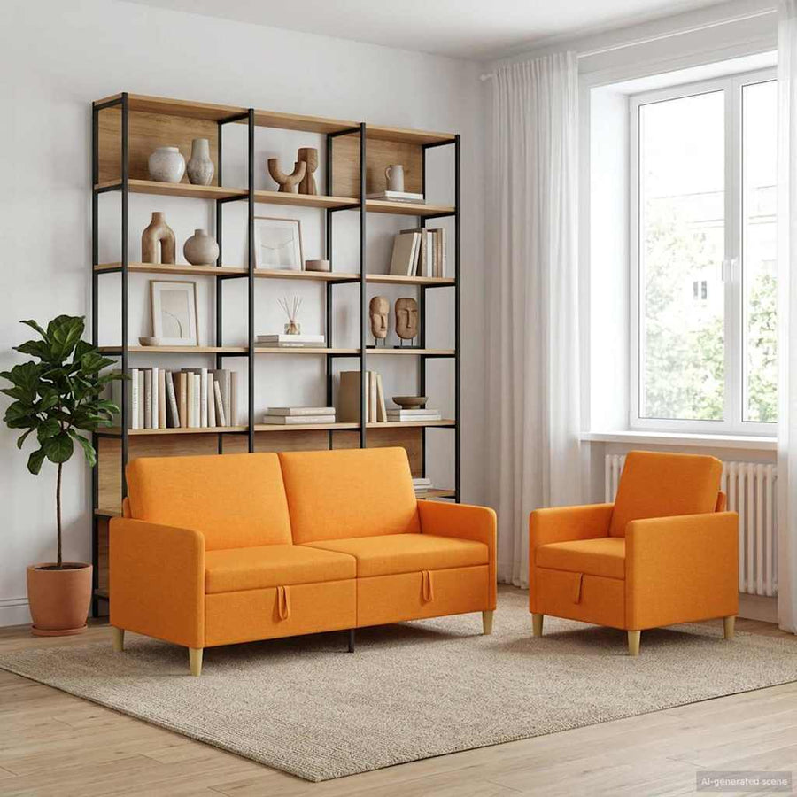 Bankenset met opbergruimte 2 pcs Donkergeel Polyester