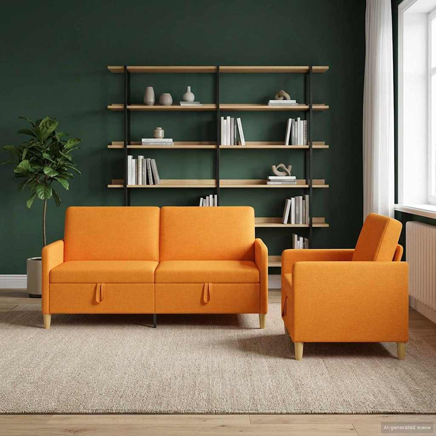 Bankenset met opbergruimte 2 pcs Donkergeel Polyester