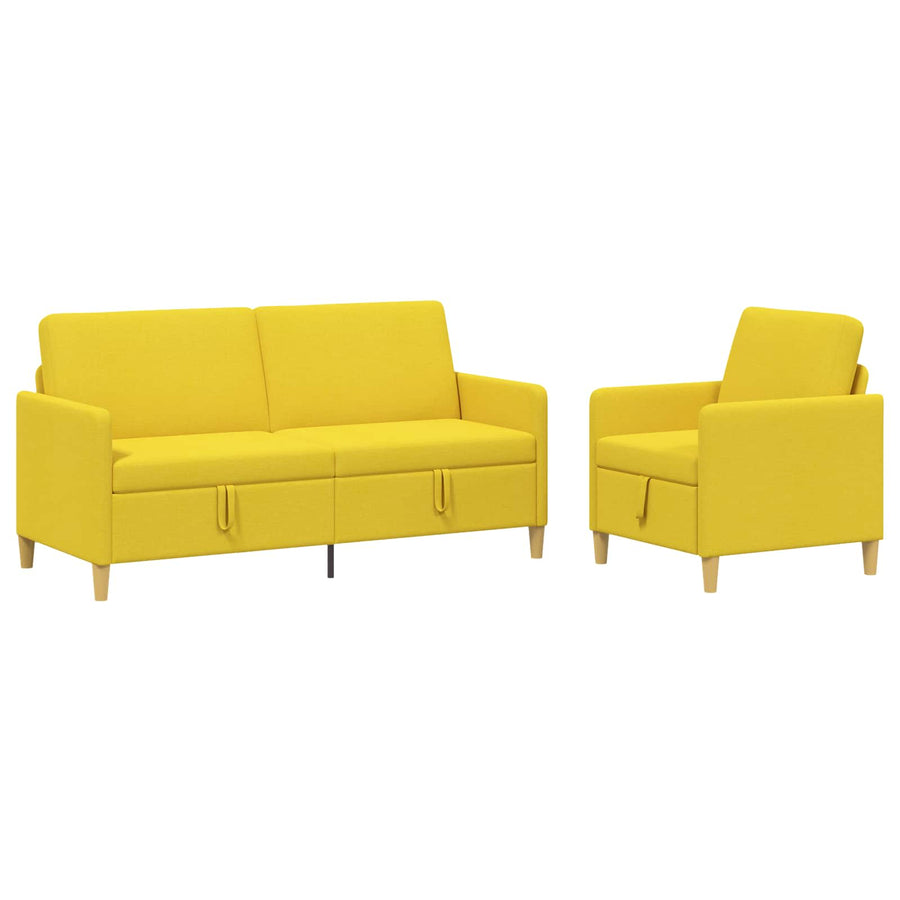 Bankenset met opbergruimte 2 pcs Lichtgeel Polyester
