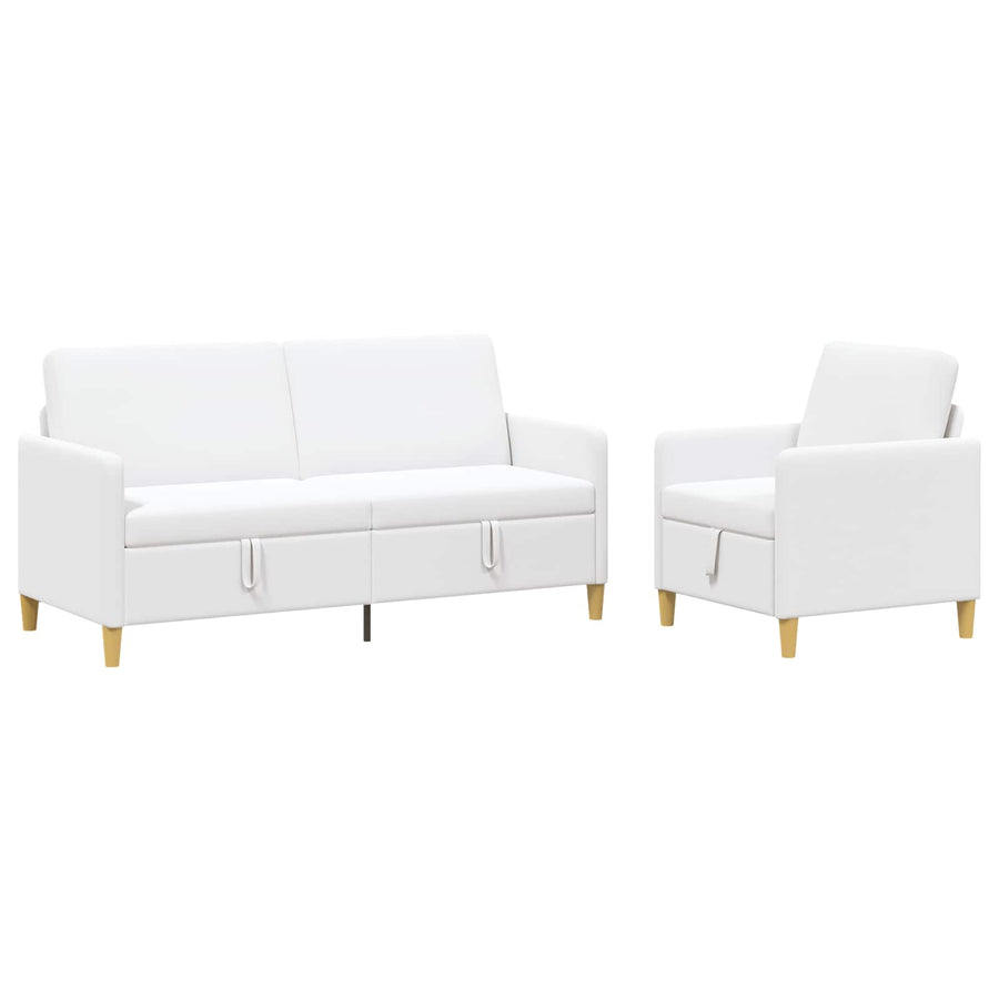 Bankenset met opbergruimte 2 pcs Wit Polyester