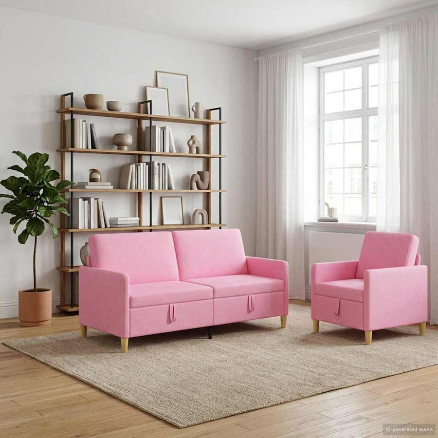 Bankenset met opbergruimte 2 pcs Roze Polyester