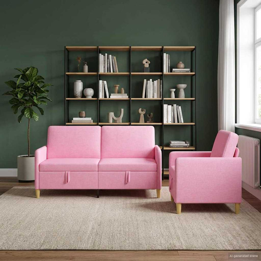 Bankenset met opbergruimte 2 pcs Roze Polyester