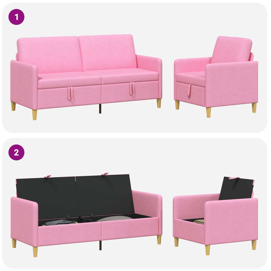 Bankenset met opbergruimte 2 pcs Roze Polyester