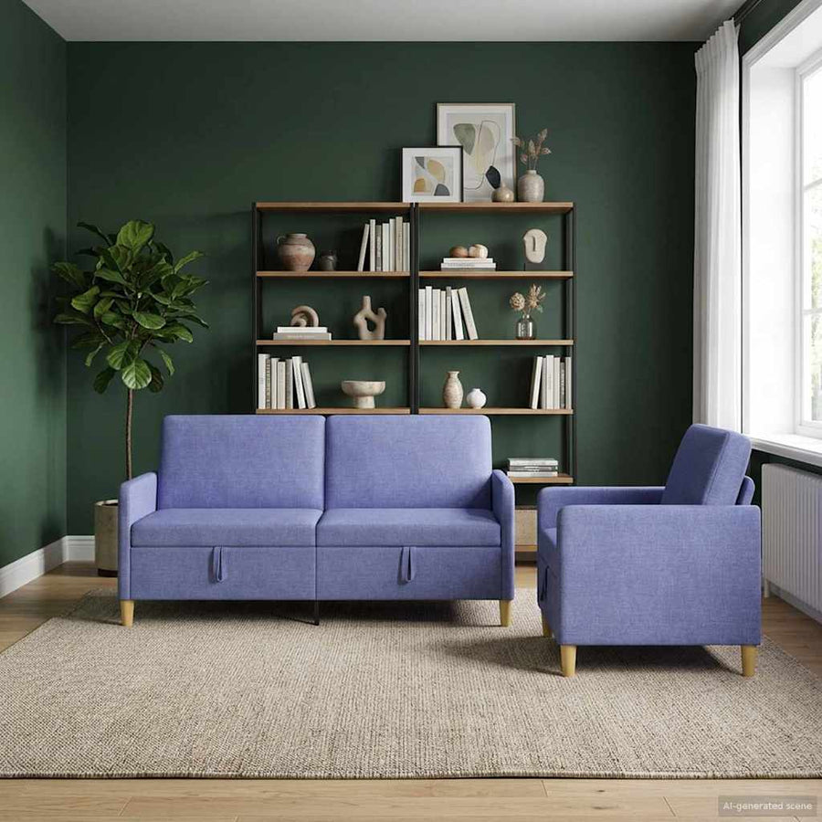Bankenset met opbergruimte 2 pcs Jeans Blauw Polyester