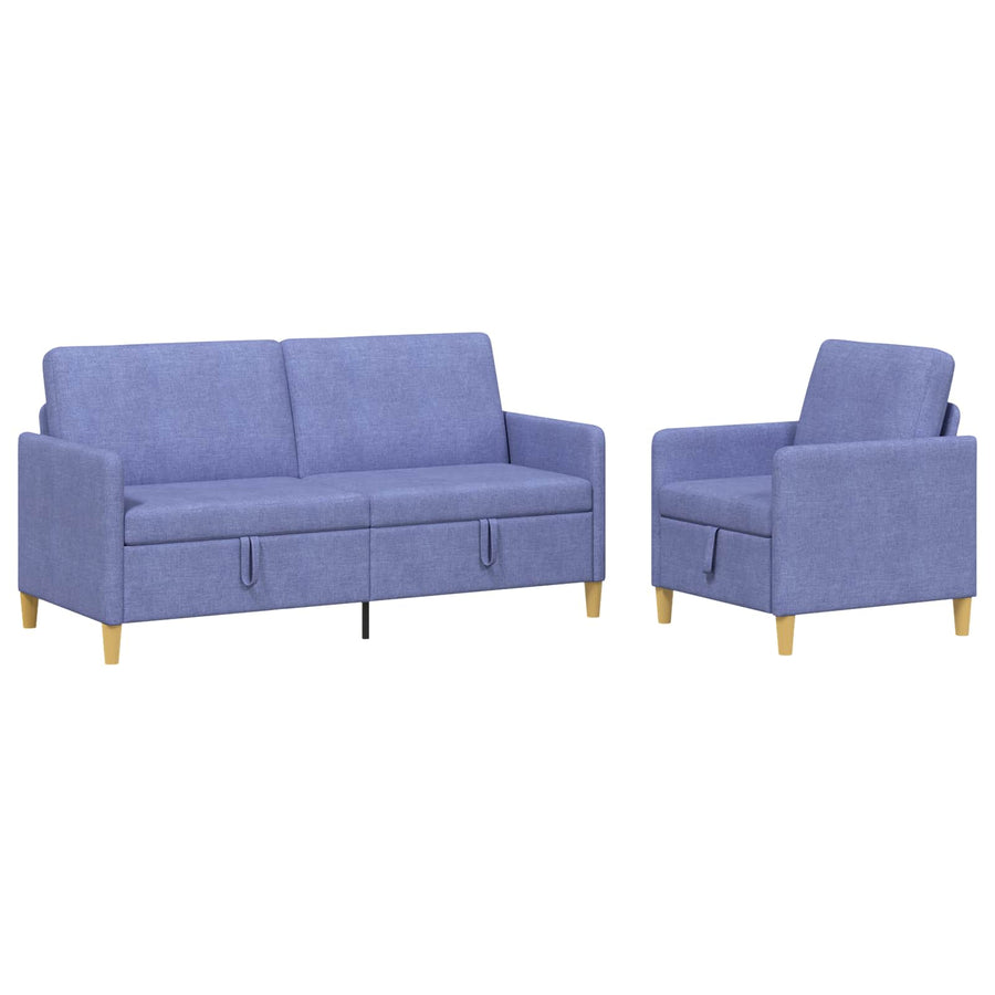 Bankenset met opbergruimte 2 pcs Jeans Blauw Polyester