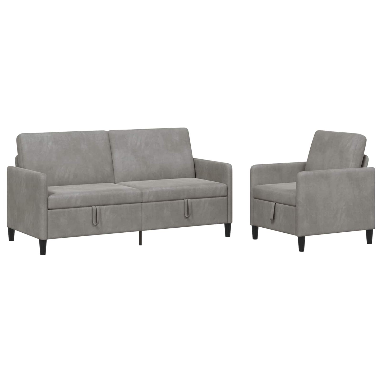 Bankenset met opbergruimte 2 st Lichtgrijs Polyester