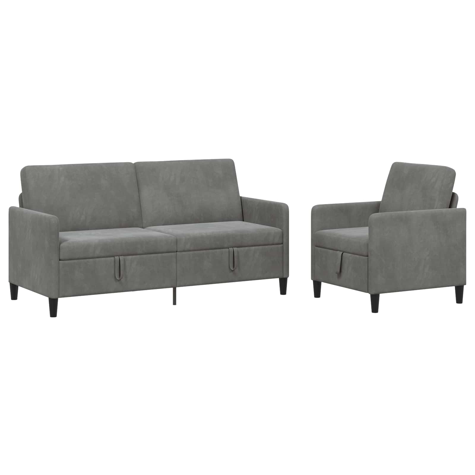 Bankenset met opbergruimte 2 st Donkergrijs Polyester