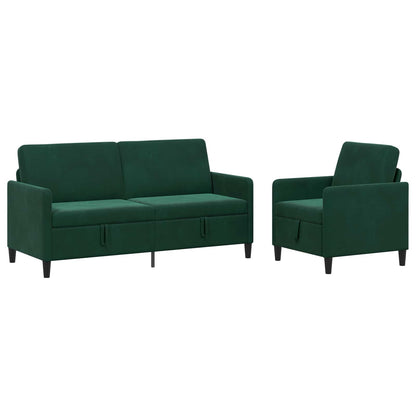 Bankenset met opbergruimte 2 st Donkergroen Polyester