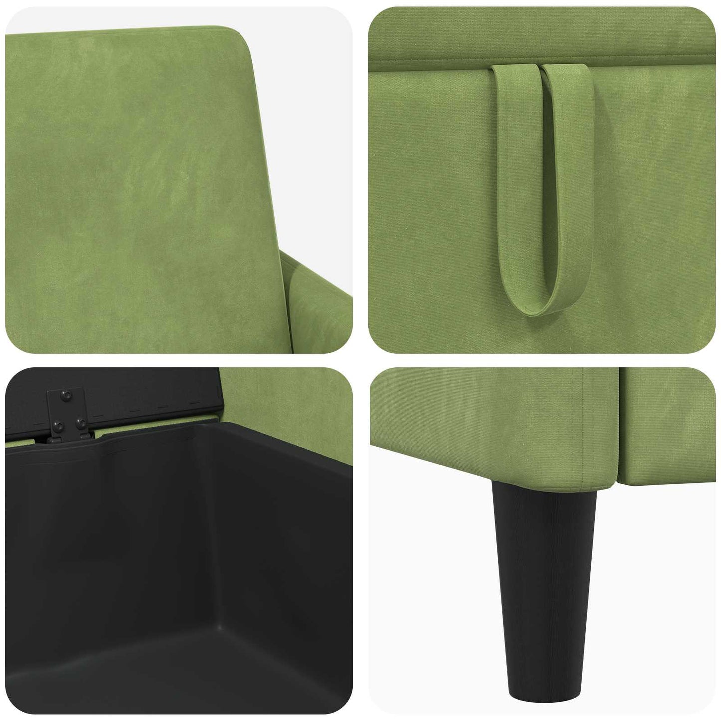 Bankenset met opbergruimte 2 st Lichtgroen Polyester
