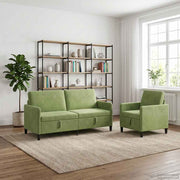 Bankenset met opbergruimte lichtgroen polyester 172x78x87 cm