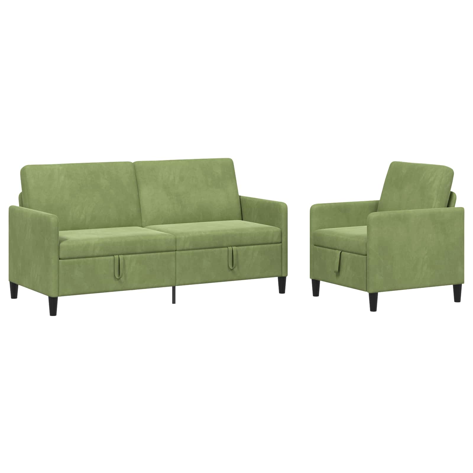 Bankenset met opbergruimte 2 st Lichtgroen Polyester