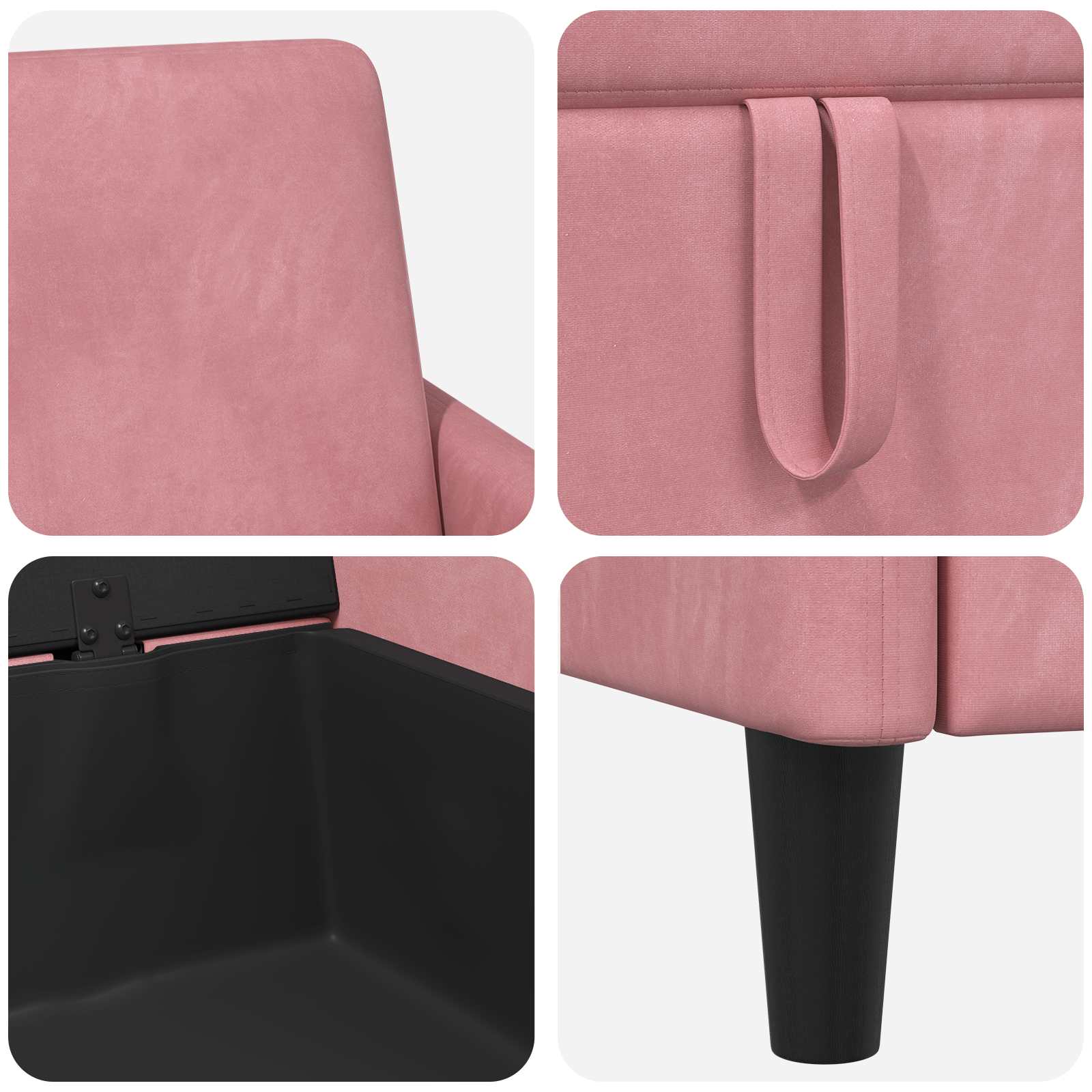 Bankenset met opbergruimte 2 st Roze Polyester