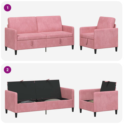 Bankenset met opbergruimte 2 st Roze Polyester