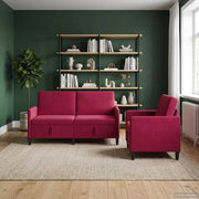 Bankenset wijnrood polyester 2 stuks