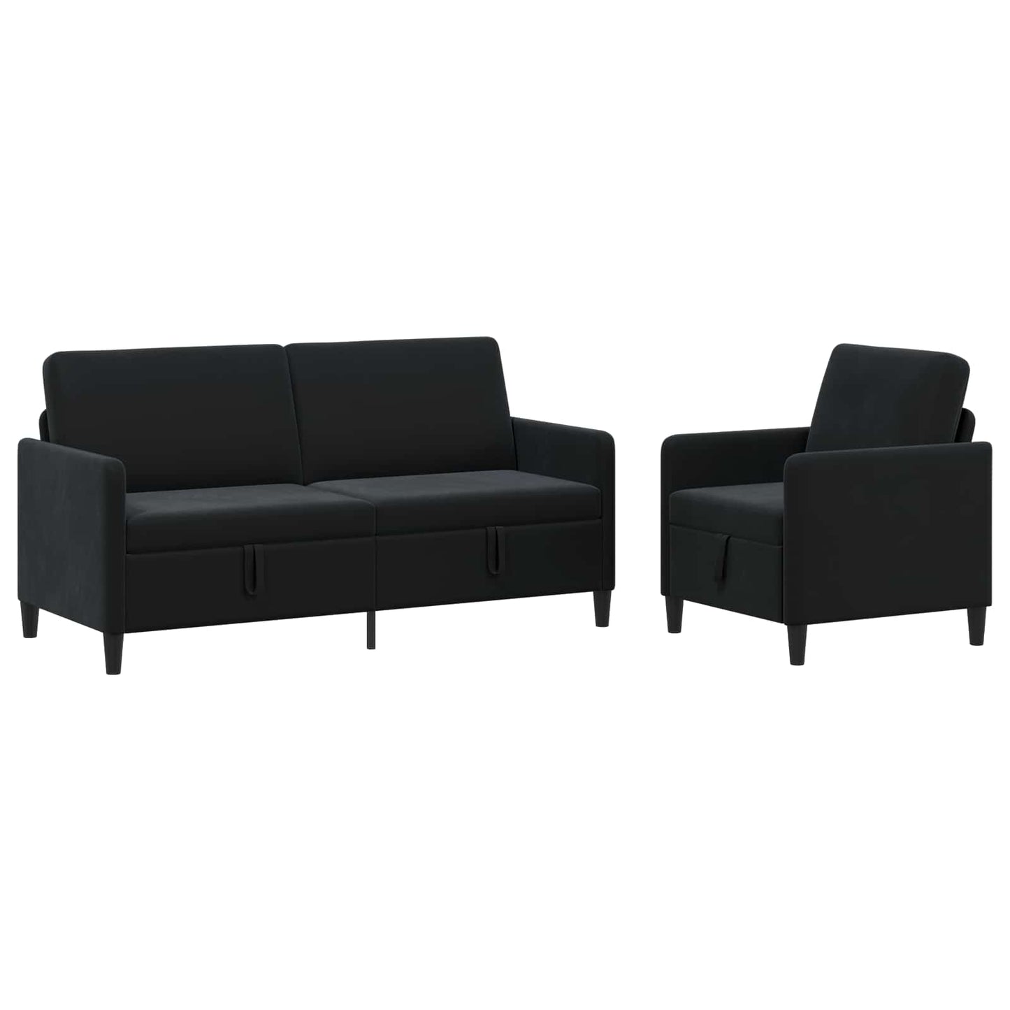Bankenset met opbergruimte 2 st Zwart Polyester