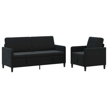 Bankenset met opbergruimte 2 st Zwart Polyester