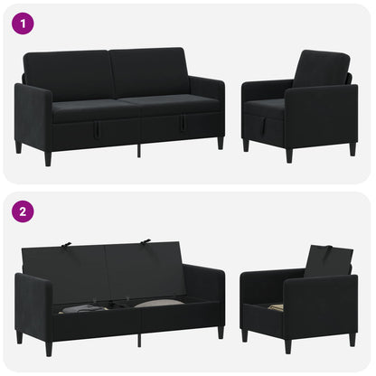 Bankenset met opbergruimte 2 st Zwart Polyester