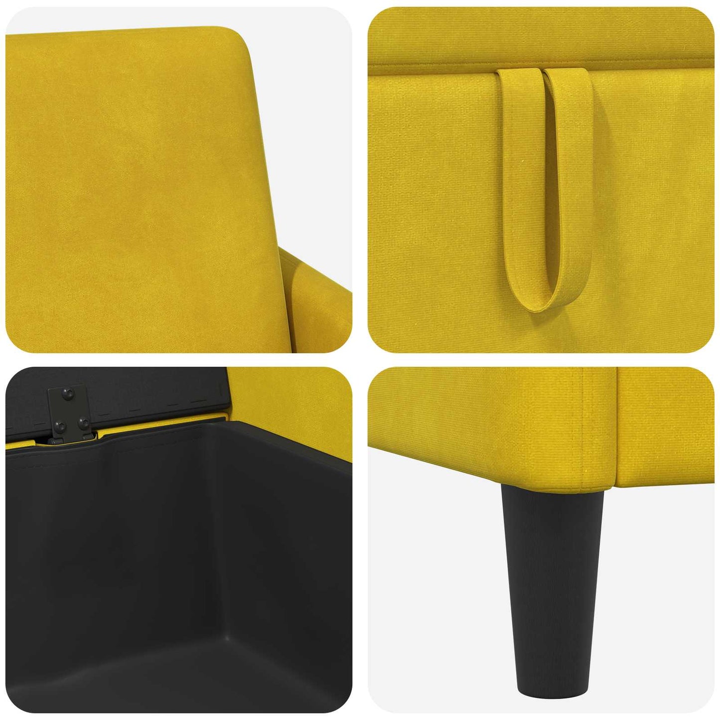 Bankenset met opbergruimte 2 st Geel Polyester