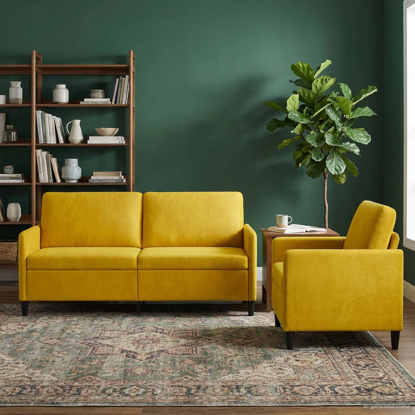 Bankenset met opbergruimte 2 st Geel Polyester
