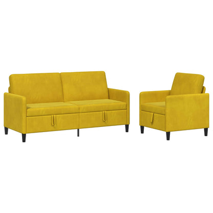 Bankenset met opbergruimte 2 st Geel Polyester